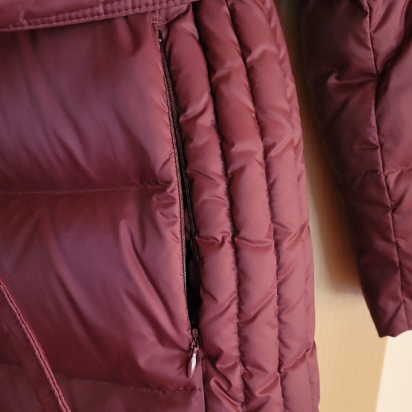 Talbots Purple Puffer Coat with Belted Waist and High Collar - Picture 3 of 5